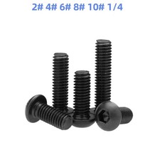 Black Steel Button Head Hex Socket Bolt 2 4 6 8 10 1/4