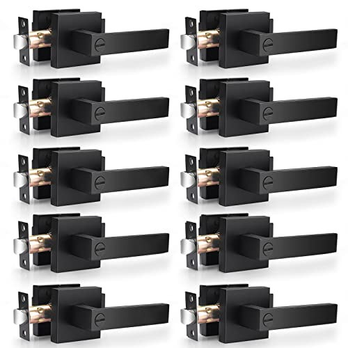10 Pack| Matte Black Door Handles Privacy Door Levers, Heavy Duty Bed and