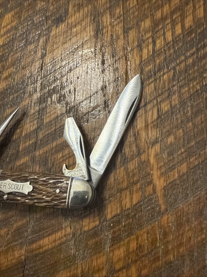 Navaja de Bolsillo Plegable Scout No Oficial 4 Hojas SCHRADE CUT CO WALDEN De Colección Foto 3 de 4