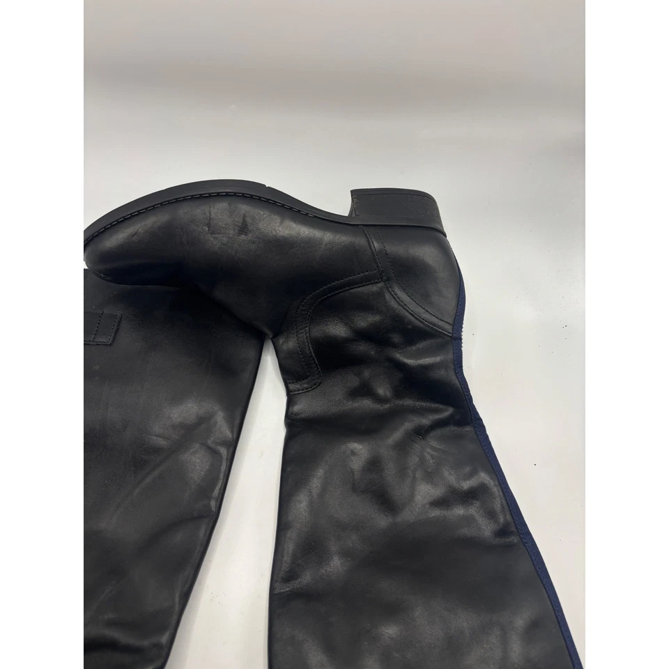 Steve Madden Black Leather Knee High Boots Side Zip Blue Detail Women Size 10M - Image 3 of 4