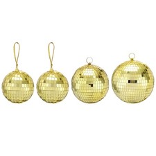 Mirror Ball, 4, 6, 8 Inch Reflective Balls with Ring Gold 1 Set