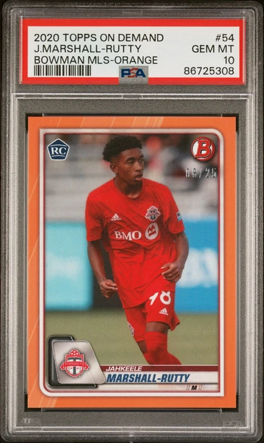 2020 Topps On Demand Bowman MLS Jahkeele Marshall-Rutty Orange #/25 PSA 10