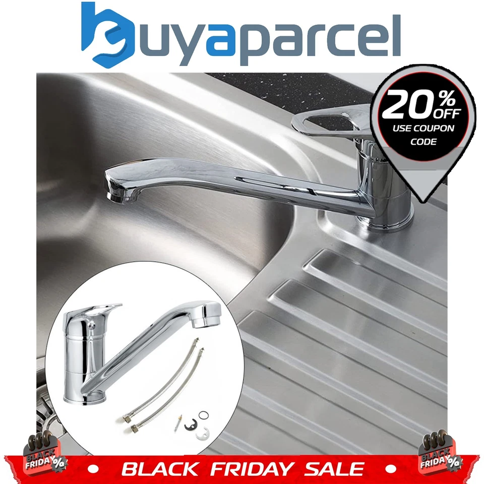 Bristan Monbloc Kitchen Sink Mixer Tap Single Lever Swivel Spout Chrome + Flexi