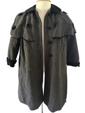 Girls vintage Rothschild Gray Black Wool Cape Coat Size 6