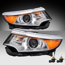 For 2011 2012 2013 2014 Ford Edge Halogen W/O DRL Headlights Assembly Pair