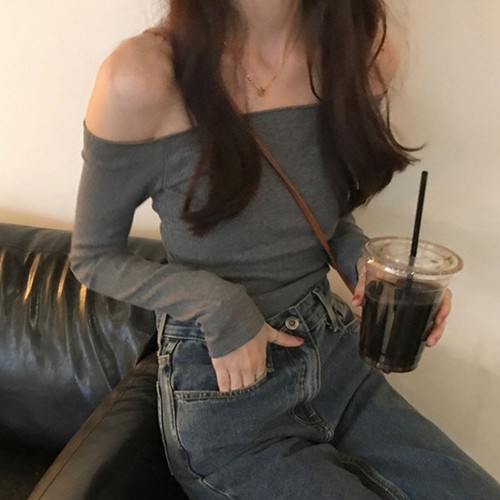Stylish Off Shoulder Long Sleeve T Shirt for Women Casual Summer Attire - Picture 18 of 44