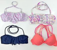 LOT Swimwear Bikini Tops 4 Pc Xsmall Small Swimsuits String Lace Pads HOLLISTER