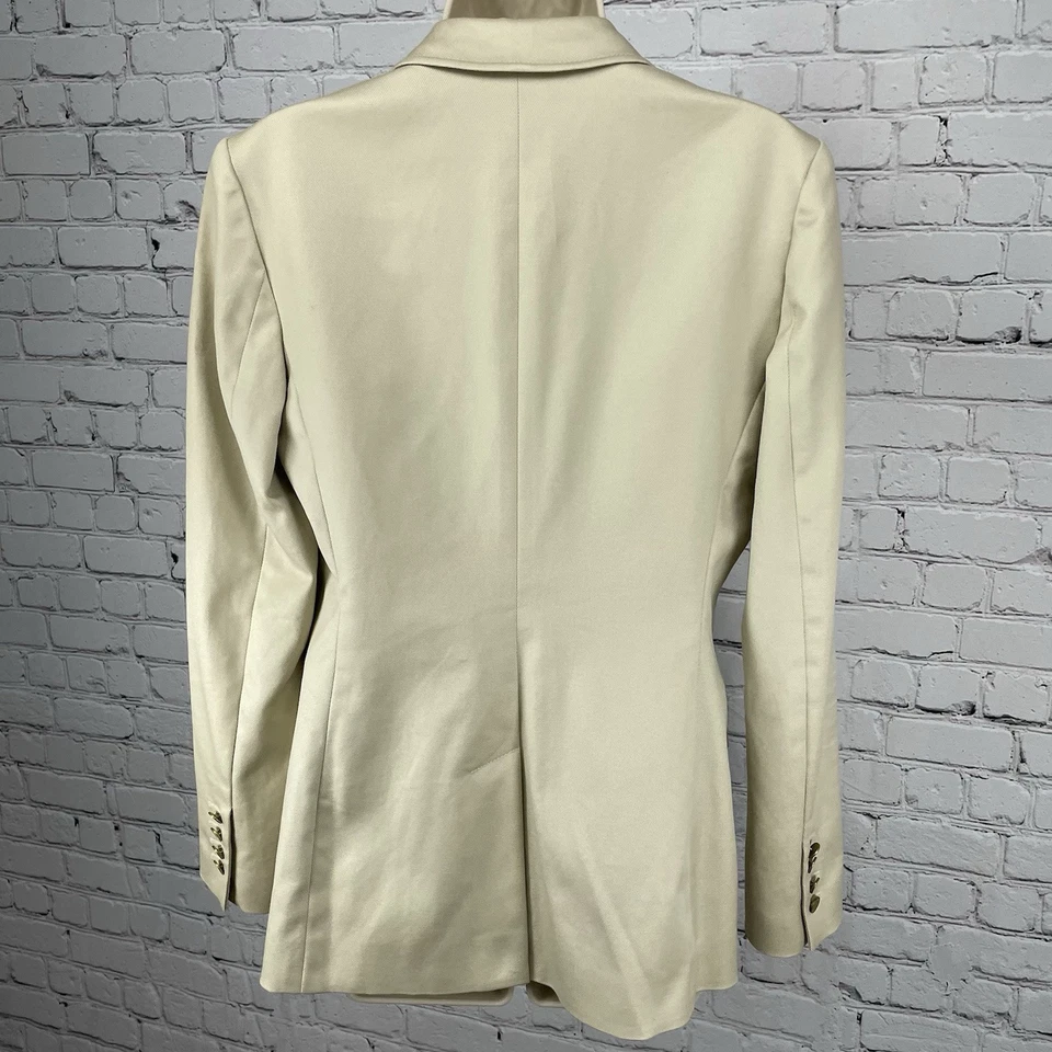 Chaqueta Blazer Tory Burch Beige 2 Botones Dorados Pico Ventilado Bolsillos Forrados Talla 4 Foto 2 de 4