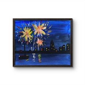 Fireworks Over the Harbor | Original Fireworks Cityscape Acrylic Painting