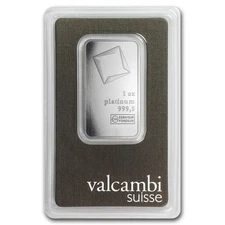 1 oz Platinum Bar - Valcambi Suisse - Sealed in Assay Card