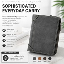 Minimalist Pocket Wallet Compatible With Men Slim Card Holder Durable PU Case