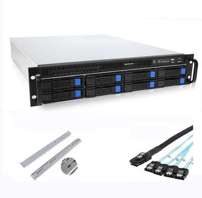 2U Server Case with 8 Hot Swap Bays, M-ATX/Mini-ITX, Sliding Rail & Cables