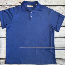 Tommy Bahama Polo Shirt Mens Large Blue Textured Performance Golf Short Sleeve