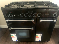Rangemaster Kitchener 90 FSD Dual Fuel Range Cooker Black/Chrome 2 Oven 5 Hob
