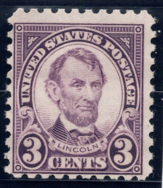 SC#584, 1923--3c Abraham Lincoln, Perf. 10, M and Ungummed