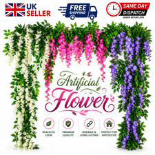 2X 7FT Artificial Wisteria Vine Garland Plant Foliage Trailing Flower Home Decor