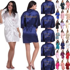 UK Personalized Wedding Robe Bridesmaid Bride Mother Dressing Gown Satin Silk