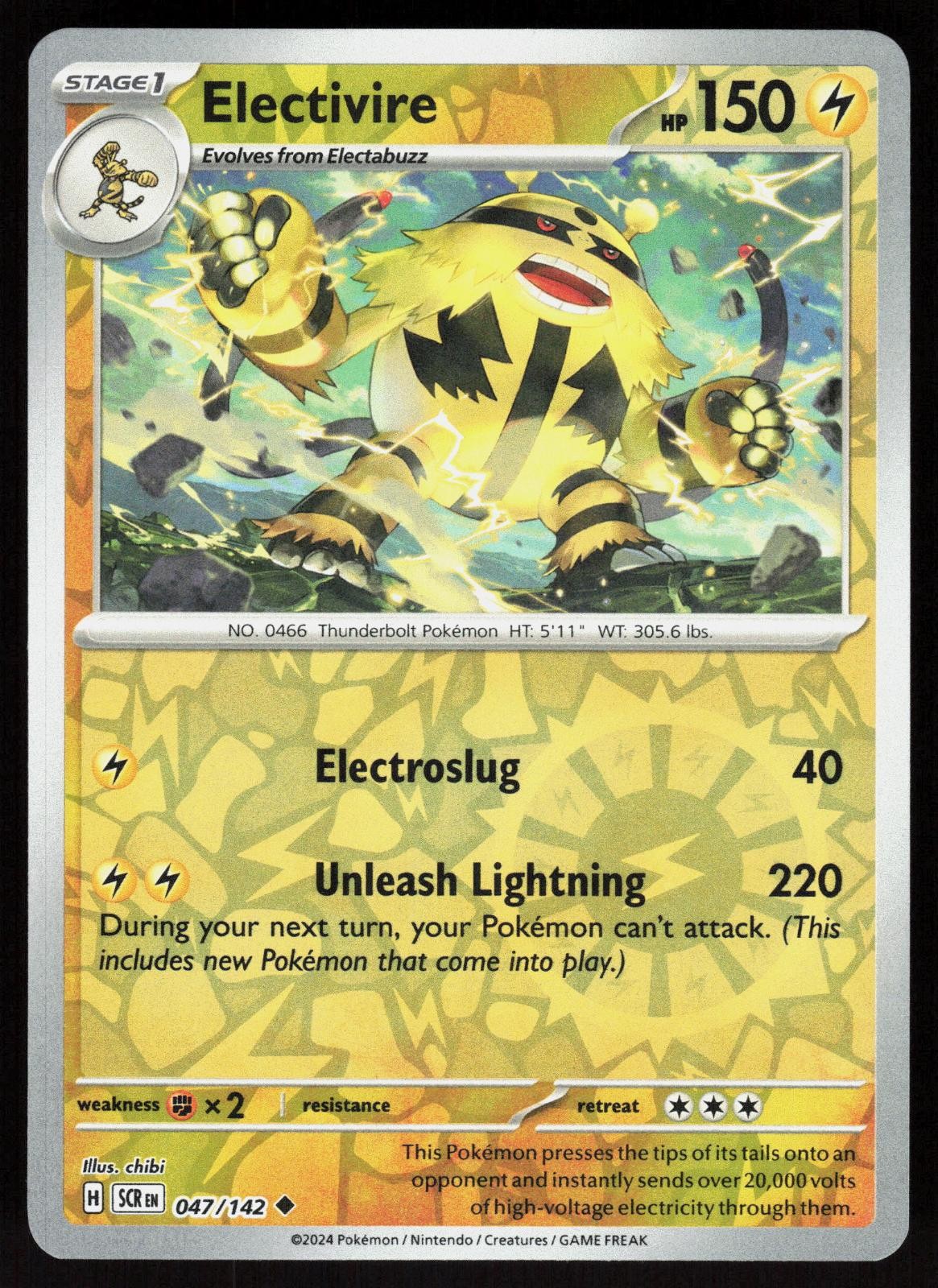 Electivire 47/142 Uncommon Stellar Crown Pokemon Reverse Holo Near Mint