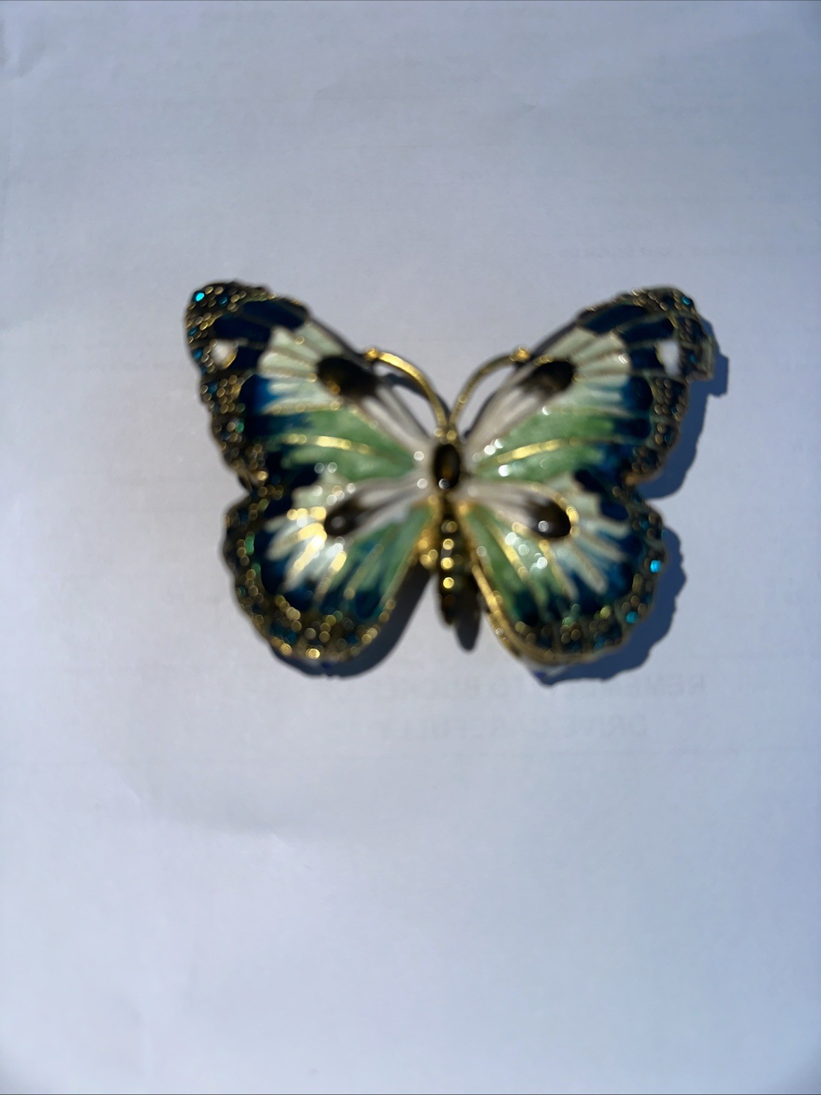 Jewel tone enamel butterfly trinket box
