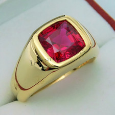 Red Ruby Gemstone Handmade Ring With 925 Sterling Silver Ring For Men's