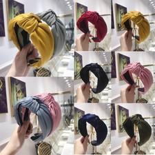 Bohemian Solid Color Satin Top Knotted Wide Headband Hair Hoop Hair Accessories