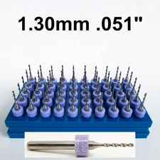 1.3mm .051" Drill Bits Solid Carbide FIFTY Pieces 1/8" Shanks