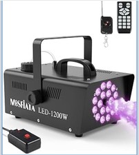 1200W Smoke Machine 6000CFM Fog 1000ml Capacity 18 LED Lights 4 Effects - New