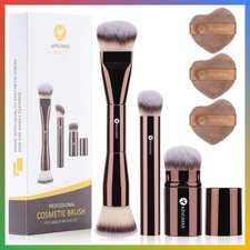 Makeup Brush Set 6Pcs Foundation Powder Concealer Velour Puff Synthetic