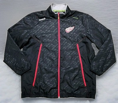 Reebok Center Ice Detroit Red Wings Windbreaker Jacket Mens XL Black Kinetic Fit