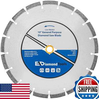 Ediamondtools 10 Laser Welded Diamond Saw Blade For Concrete Brick Block And