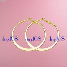 Genuine 18K Yellow Gold Filled Hypo-allergenic 2" Large Flat Hoop Earrings K903Y