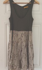 Alice + Olivia Vtg Linen Crinkled Embroidered Mini Tank Dress S Scoop Neck Boho
