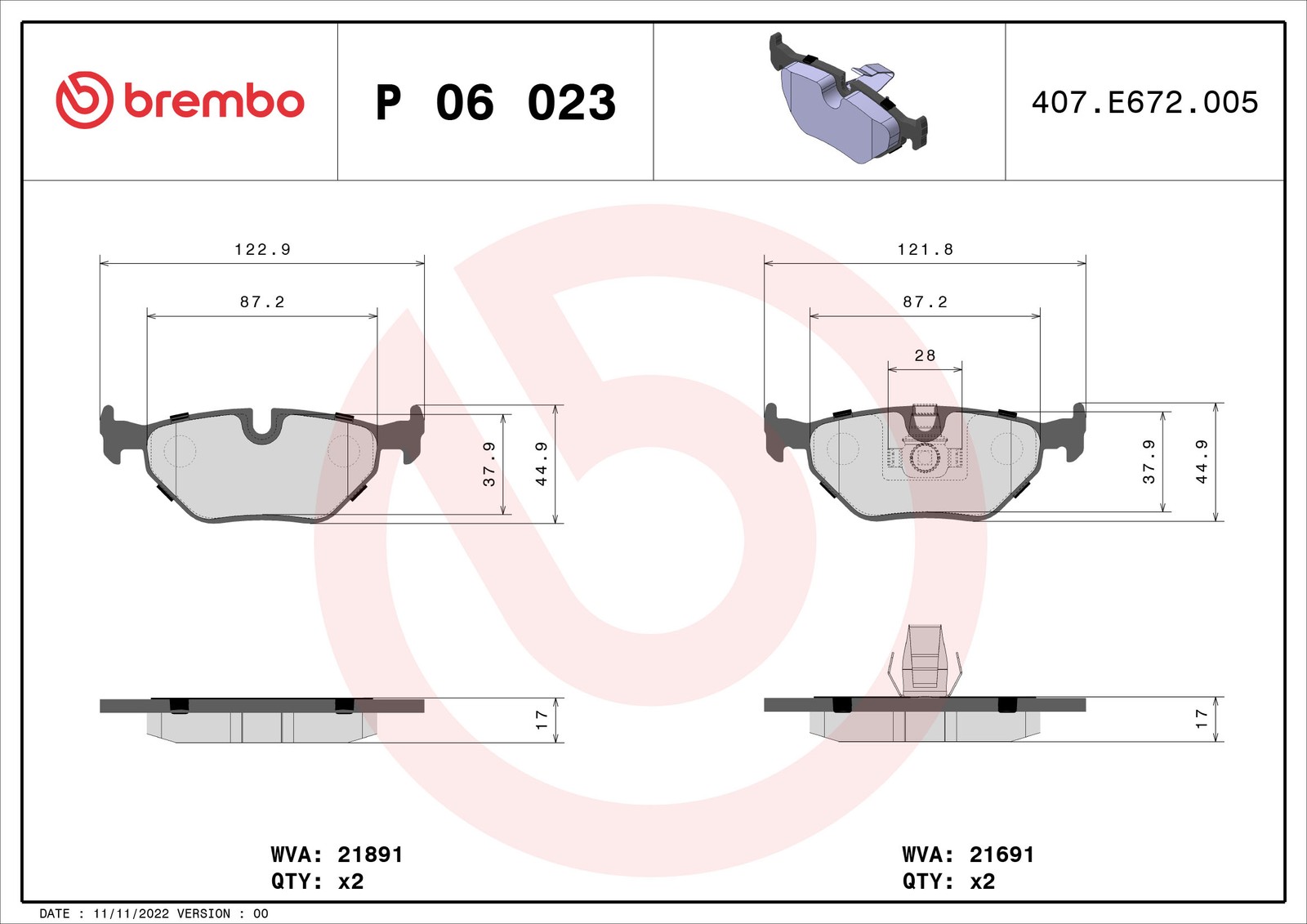 Brembo Bremsbelagsatz P 06 023, Hinten - Bild 6