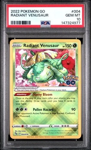 PSA 10 GEM MINT Radiant Venusaur Pokemon GO 2022 Holo Rare 004/078