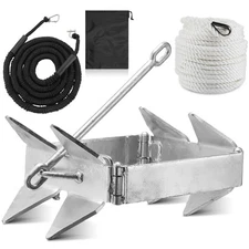 Box Anchor Kit - Folding 19lb Boat Slide Cube Anchor with 100ft Nylon Rope Se...