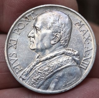 Vaticano 1933/34 10 Lire Arg. Pio XIº Ag.