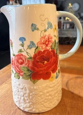 Pioneer Woman ~ Sweet Rose ~ 2.1 Quart Pitcher ~ Stoneware ~ Floral Design READ