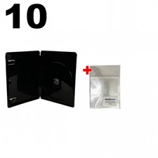 10 PREMIUM GLOSSY Black Blu-Ray Single DVD Cases 14MM & 100 OPP Bags