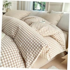 Queen Comforter Set Tan Gingham Comforter Queen 90"x90" A1 03 Tan Gingham