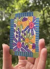 ACEO Original Painting Psychedelic Floral Neon Sunburst 70s Art Card Mini ATC — photo 1
