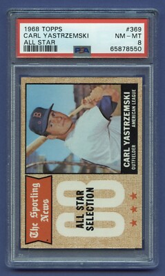 1968 CARL YASTRZEMSKI PSA 8 NM-MT HOF TOPPS ALL STAR BOSTON RED