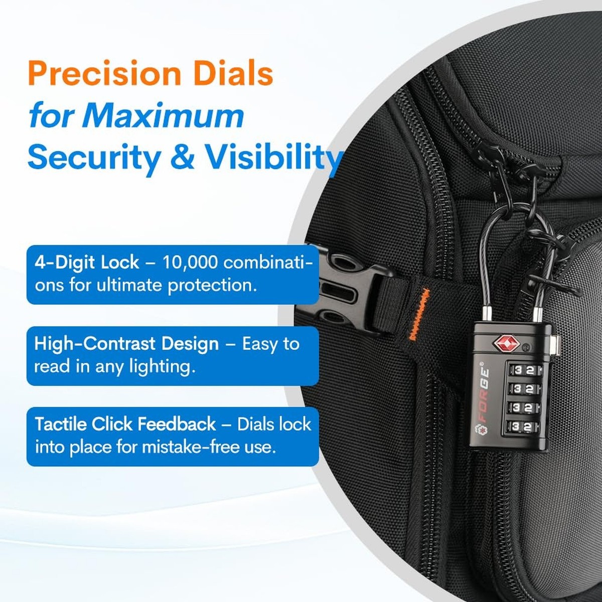 Forge TSA Approved Luggage Locks 4 Digit Combination TSA Travel