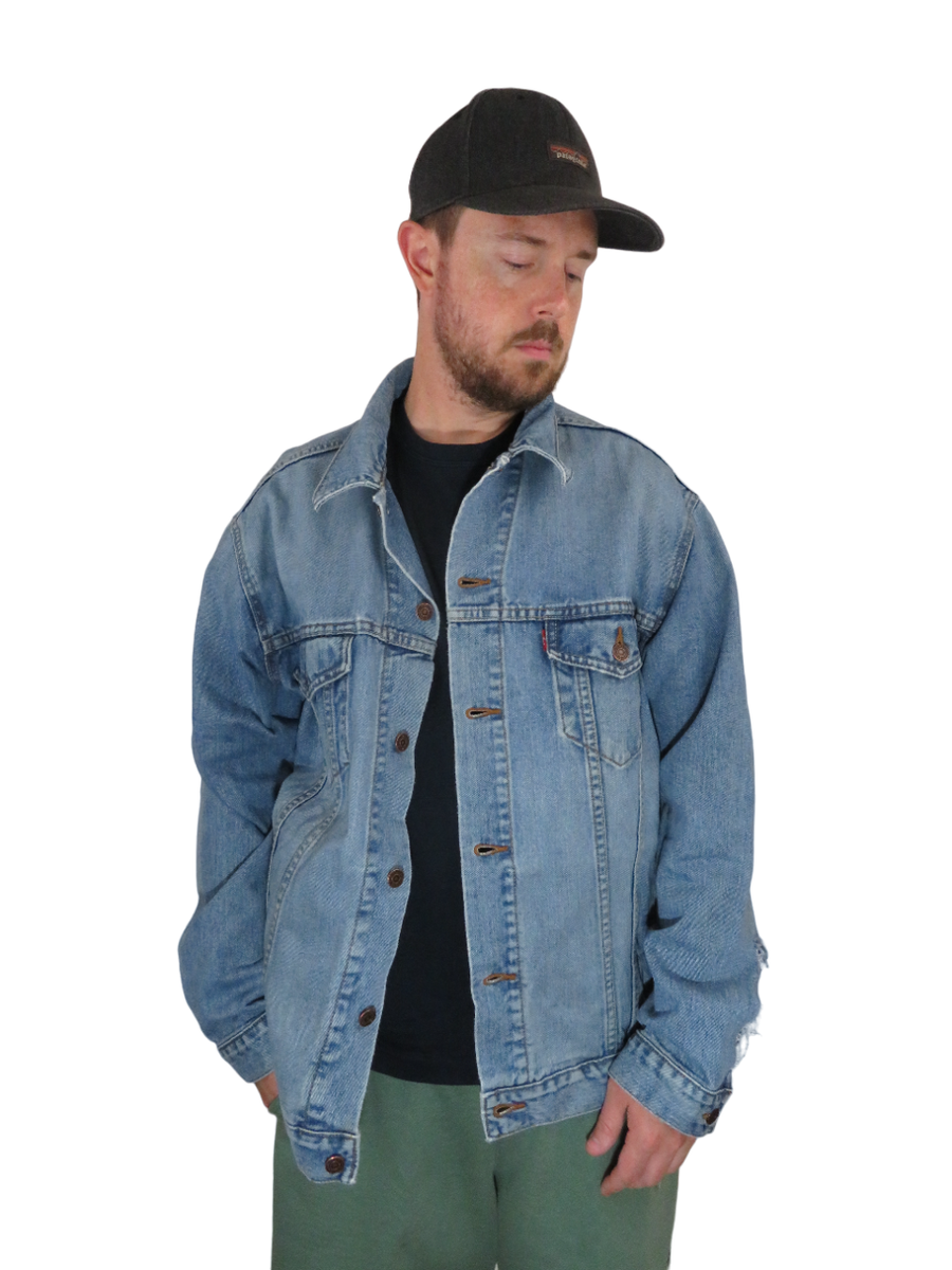 Vintage Levis Denim Relaxed Fit Baggy Trucker Jacket Mens Size XL 