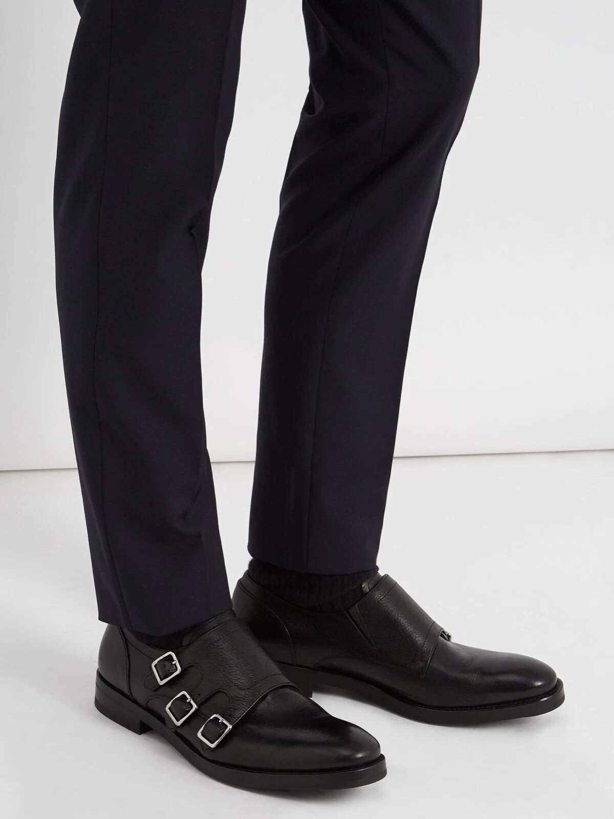 Scarpe derby Alexander McQueen Monk strap in pelle nere UK 7 EU 41 £ 790