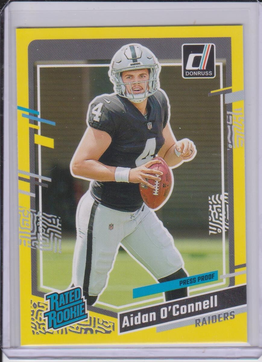 2023 Donruss Aidan O'Connell Yellow Press Proof Rookie #360 Las Vegas Raiders MT
