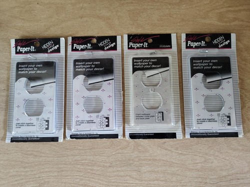 Lot of 4 Vintage Style Paper It Wall Plate Insert Wallpaper Outlet ...