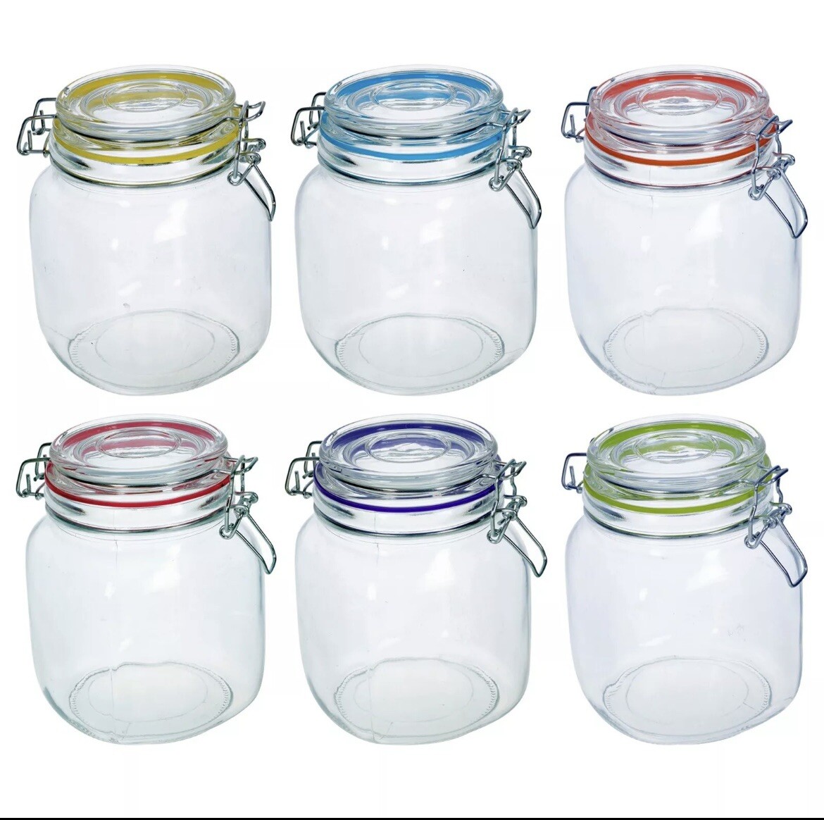 1L Groß Glas Frischhaltedose Glas Luftdicht Verschließbar Klemmdeckel Set