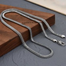 Pure S925 Sterling Silver Chain Men Women 4mm Snake Link Necklace 18-28inch