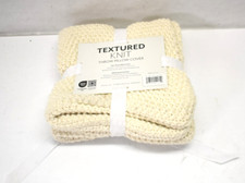 Textured Knit Throw Pillow Cover Natural 20" x 20" Square Waffle Knit Design