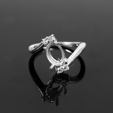 Semi Mount Ring 925 Sterling Silver Jewelry Stone Setting Size 8X6 MM Oval Shape